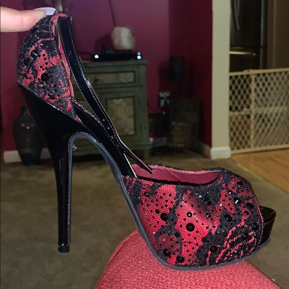 Red Lacey heel